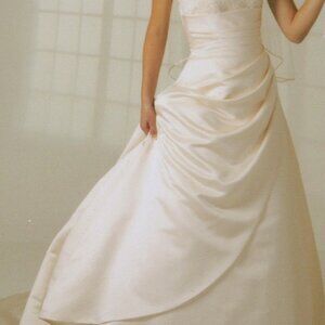 David's Bridal St. Tropez Size 12 Wedding Dress, Strapless A-Line, Light Gold